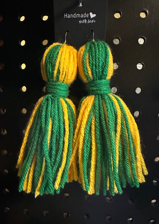 Bi-Color Cotton Tassel Earrings